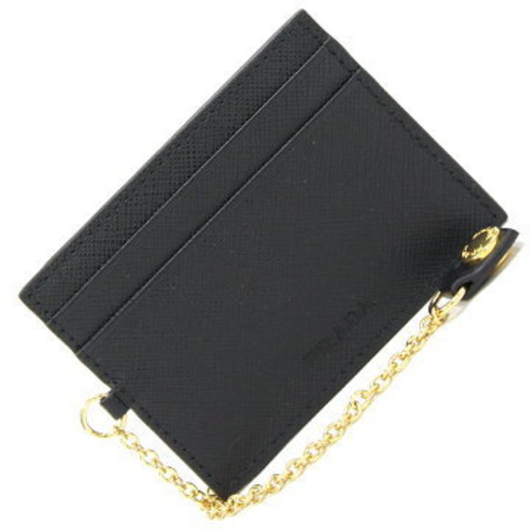 Prada Saffiano leather long Wallet chain black passes card holders - Picture 1 of 4